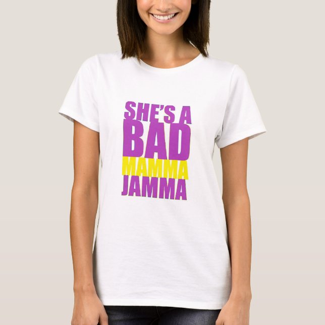 Hon är en Bad mamma Jamma Retro T Shirt (Framsida)