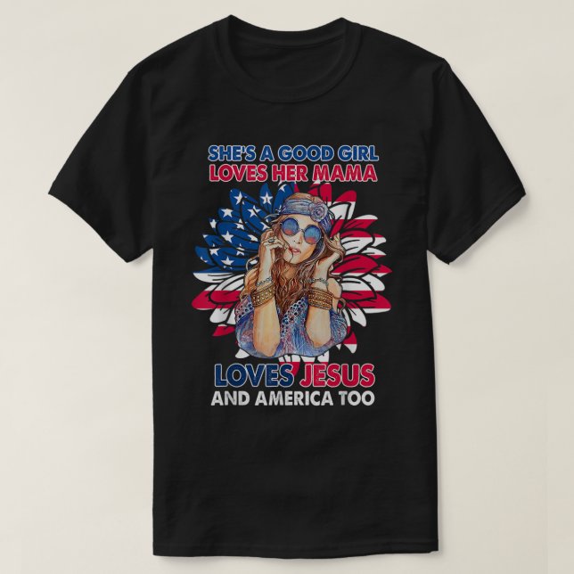 Hon är en Bra flicka Kärlek hennes Mamma Jesus och T Shirt (Design framsida)