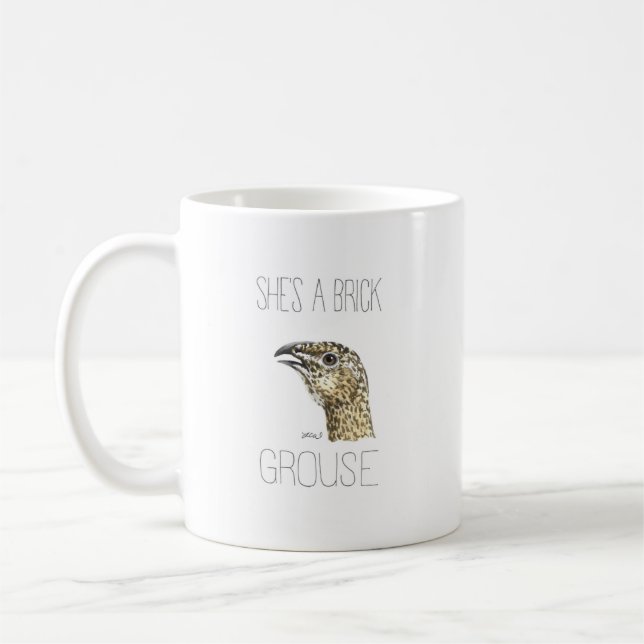 Hon är en Brick Grouse (Underbarare Sage Grouse) Kaffemugg (Vänster)