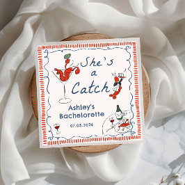 Hon är en Catch Lobster Bachelorette Napkin Pappersservett
