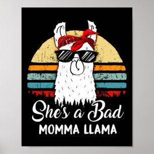 Hon är en D Momma Llama Funny Retro Vintage Mamma Poster