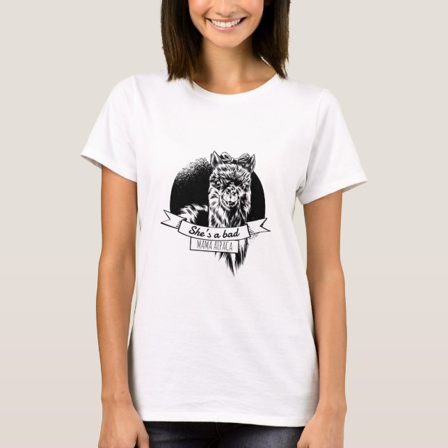 Hon är en dålig alpaca mamma t shirt (Framsida)