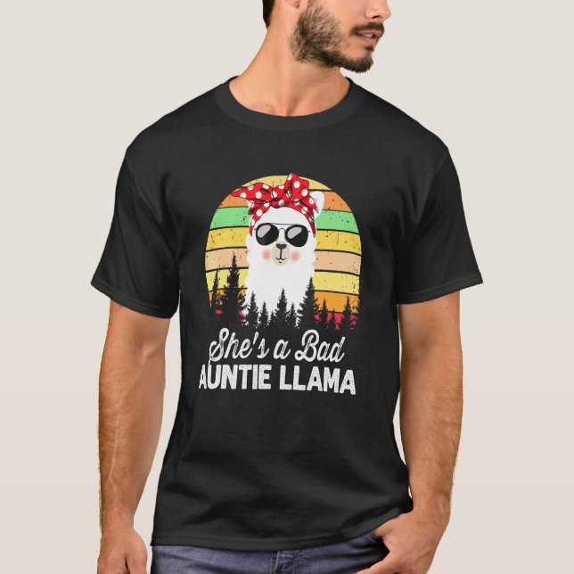 Hon är en dålig Auntie Llama Mamma Sol T Shirt (Framsida)