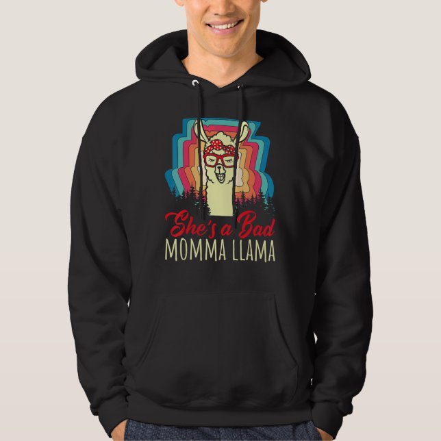Hon är en dålig mamma Llama Animal Cute Llama Hoodie (Framsida)