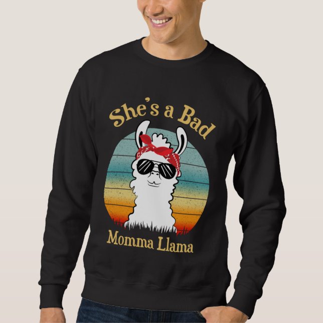 Hon är en dålig morsa lama Mamma Lång Ärmad Tröja (Framsida)