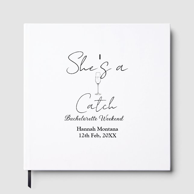 Hon är en fångst champagneflaska möhippa gästböcker (Framsida)