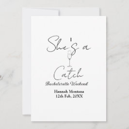 Hon är en fångst champagneflaska möhippa inbjudningar