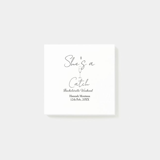 Hon är en fångst champagneflaska möhippa post-it block (Framsida)