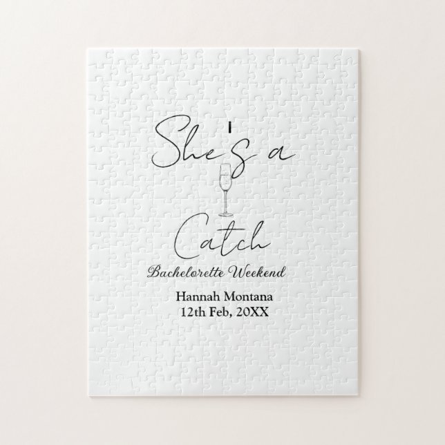 Hon är en fångst champagneflaska möhippa pussel (Vertikal)