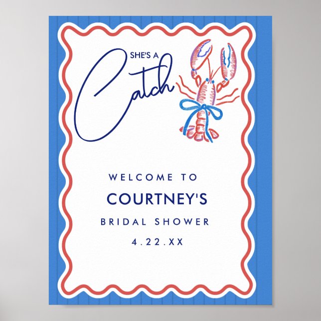 Hon Är En Fångst Kusthummer Bröllopsdusch Poster (Framsidan)