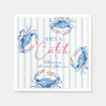 Hon är en fångst Preppy Coastal Crab Bröllopsdusch