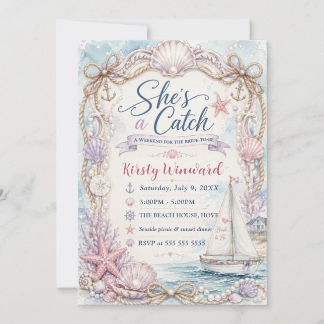 Hon är en fångst Sido Möhippa Inbjudningar (Framsida)