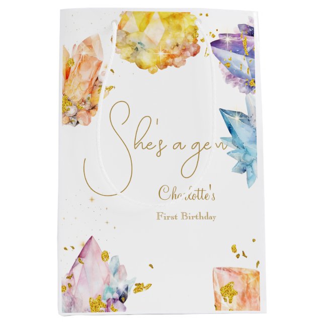 Hon är en Gem Birthday Crystals Girl's water color (Framsidan)