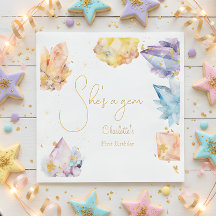 Hon är en Gem Birthday Crystals Girl's water color