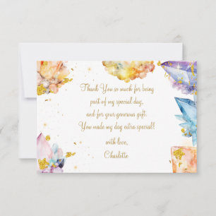 Hon är en Gem Birthday Crystals Girl's water color Tack Kort
