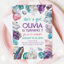 Hon är en Gem Geology Girl Birthday-inbjudan