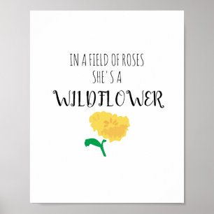 Hon är en jodrosblomma Art Flower Quote Poster