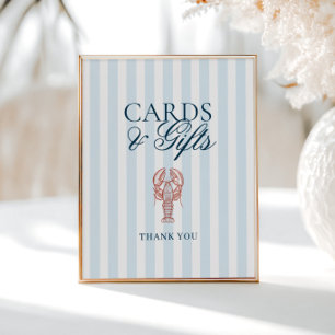 Hon är en "Lobster Stripe Cards Gifts" Poster