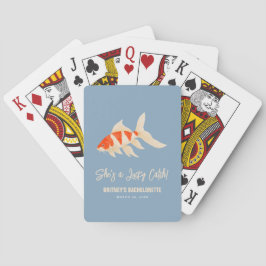 Hon Är En Lycklig Fångst Koi Fisk Blå Sängkammare Casinokort