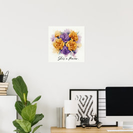 "Hon är en Pioneer" Blommigt Art Poster
