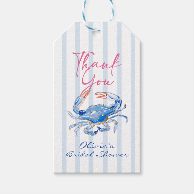Hon är en riktig fångst Preppy Coastal Krabb Bröll Presentetikett (Framsidan)
