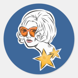 Hon är en Star Retro Stil Runt Klistermärke