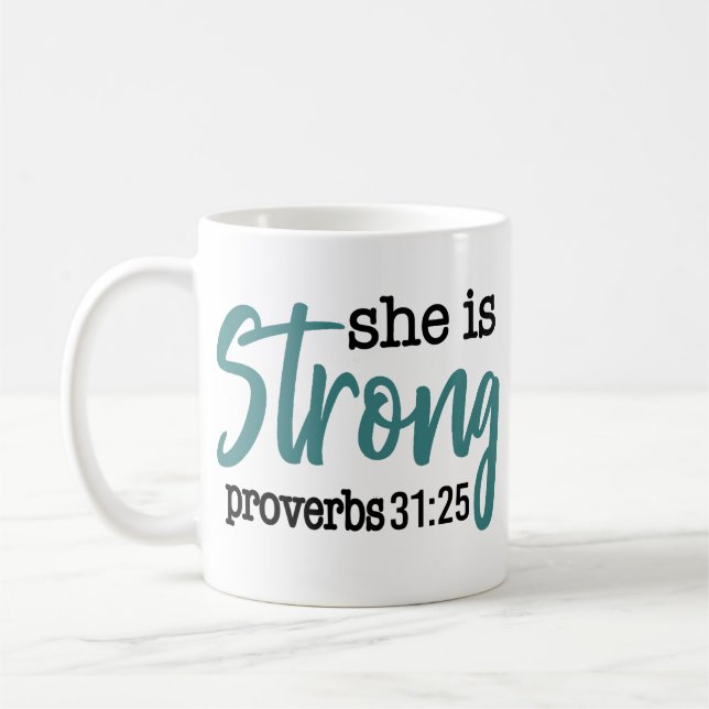 Hon är en stark bibel Verse Citat Proverbs 31 Woma Kaffemugg (Vänster)