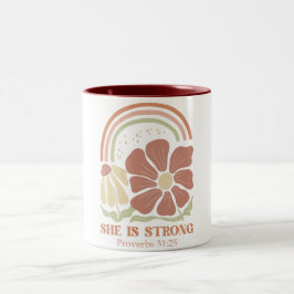 Hon är en stark bibel Verse Två-Tonad Mugg