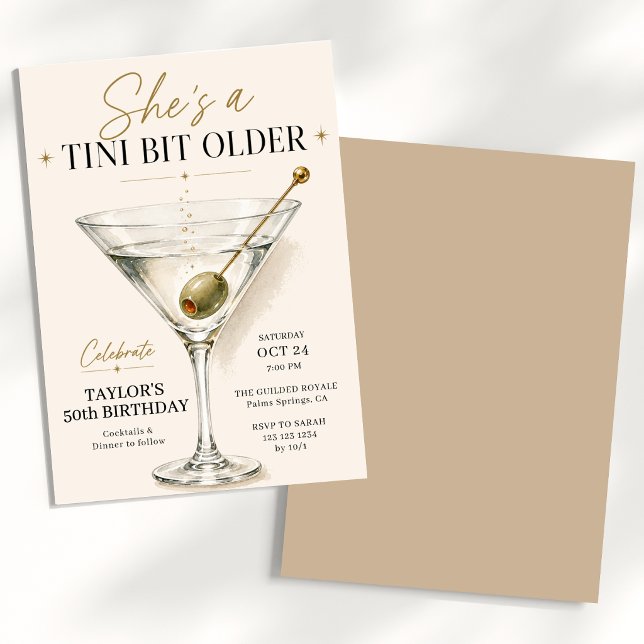 Hon är en Tini Bit äldre Martini födelsedag Inbjudningar (Skapare uppladdad)