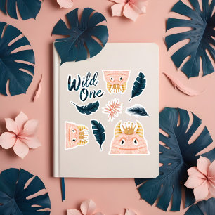 Hon är en Vild En Rosa Monster och Tropical Jungle Klistermärken