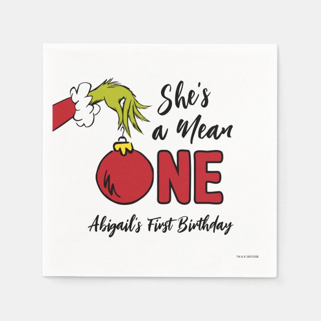 Hon är ett Elak ett | Grinch Birthday Pappersservett (Framsidan)
