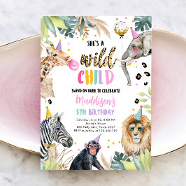Hon är ett vilt barn, Safari Party-djur, födelseda Inbjudningar