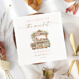 Hon är färsk från Möhippan för Blommigt på marknad Pappersservett