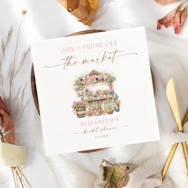 Hon är färsk från Möhippan för Blommigt på marknad Pappersservett (Skapare uppladdad)