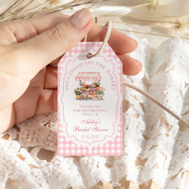 Hon är färsk från Möhippan för Blommigt på marknad Presentetikett