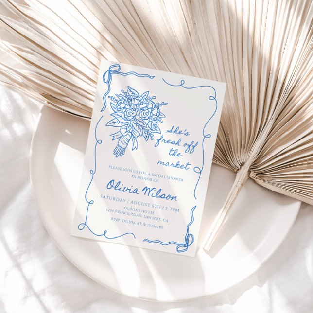 Hon är färsk från Möhippan på marknaden - Blommigt Inbjudningar (Skapare uppladdad)