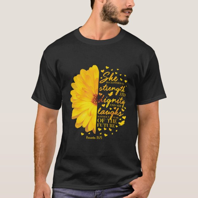 Hon är fast och värdig kristen V T Shirt (Framsida)