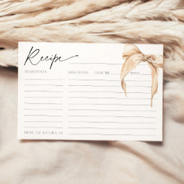 Hon är Gifter sig Beige Möhippa Bow Recipe Card Inbjudningar