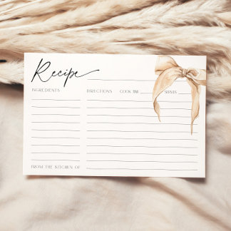 Hon är Gifter sig Beige Möhippa Bow Recipe Card Inbjudningar