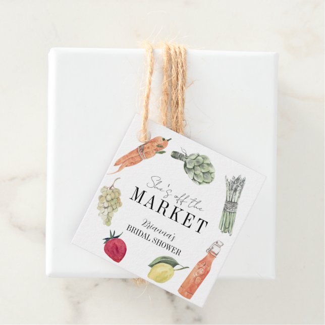 Hon är inte längre på marknaden Bröllopsduschen på Gåvor Etiketter (På plats)