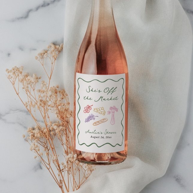 Hon är inte på marknaden Djärv & Nyckfull Handrita Vinflaska Etikett (Skapare uppladdad)