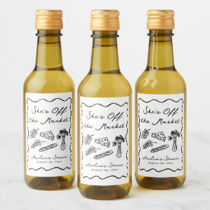 Hon är inte på marknaden Djärv & Whimsical Handrit Vinetikett