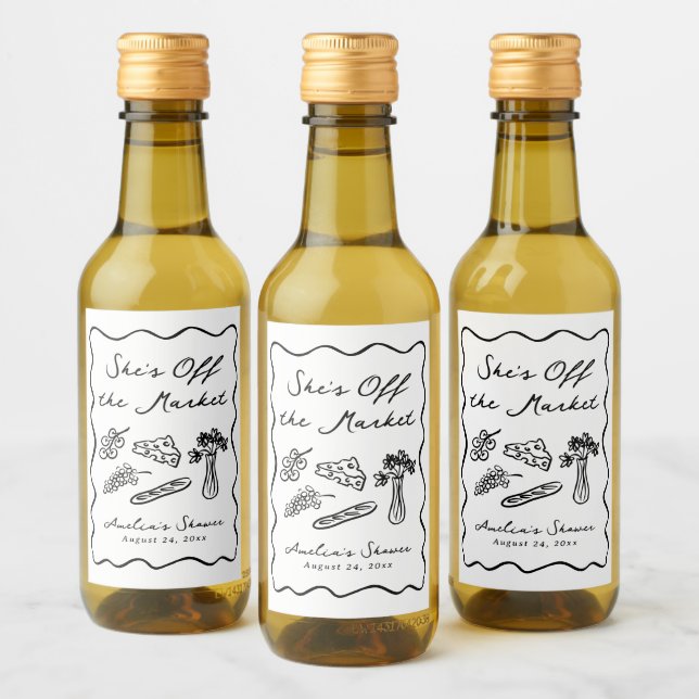 Hon är inte på marknaden Djärv & Whimsical Handrit Vinetikett (Flaskor)