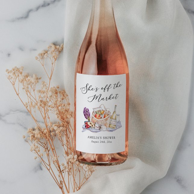 Hon är inte ute på marknaden Bondmarknad Bröllopsf Vinflaska Etikett (Skapare uppladdad)