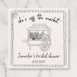 "Hon är inte ute på marknaden längre" Handritad Br Gåvor Etiketter