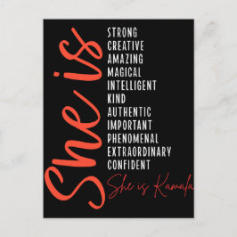 Hon är Kamala, kreativ fantastisk magic int Helg Vykort