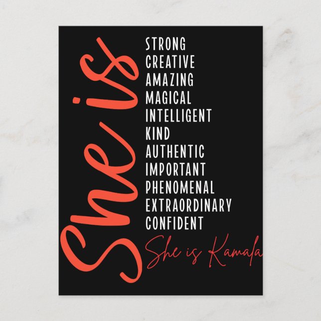 Hon är Kamala, kreativ fantastisk magic int Helg Vykort (Framsida)