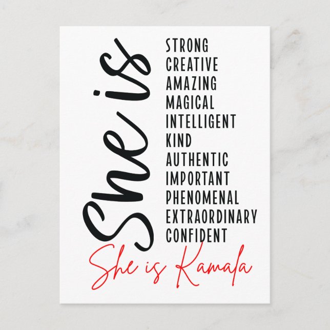 Hon är Kamala, kreativ fantastisk magic int Helg Vykort (Framsida)