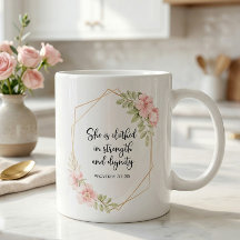 Hon är klädd i styrka och värdighet Blommig