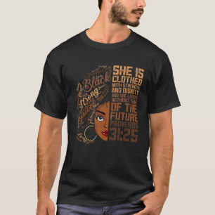 Hon är klädd med stark afro-apparat Melanin T Shirt